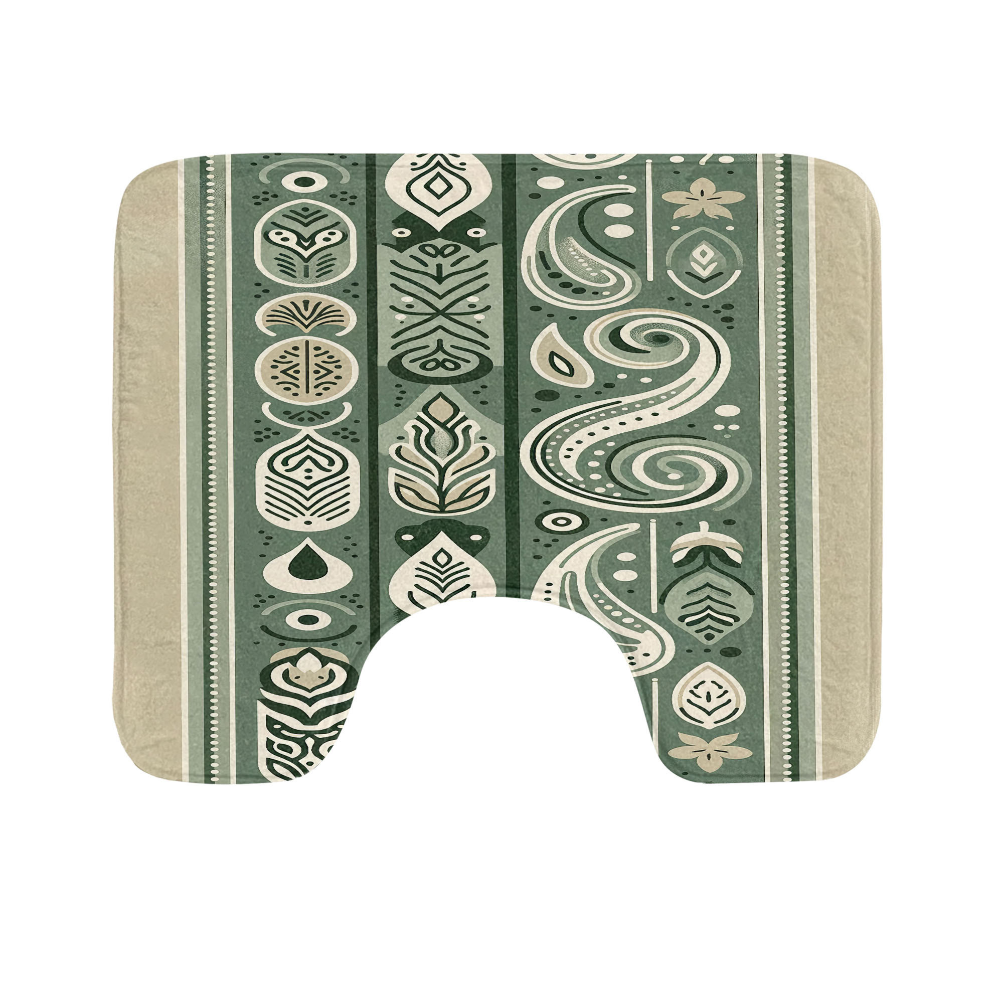 Dakota Fields Boho Toilet Mat U-Shape Bathroom Rug 20" Pale Khaki and ...
